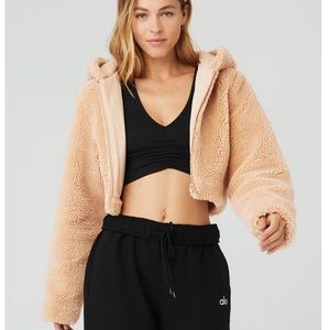 ALO LA Sherpa Jacket Cropped Size Small Camel
